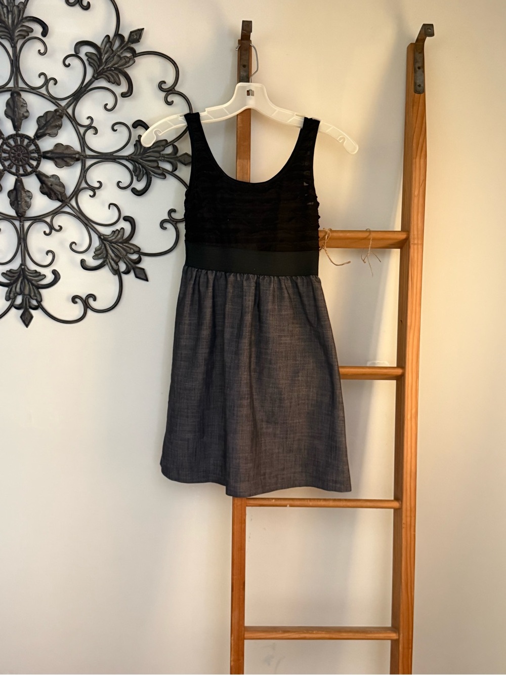 Girls Girls Black Bodice Charcoal Skirt Sleeveless Party Dress